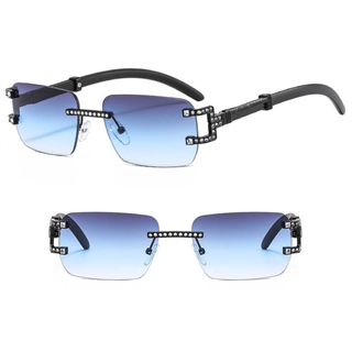 Firkantet rammefri solbrille -Sort